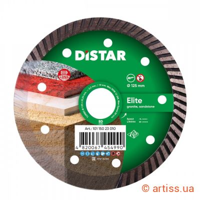 Купити Distar 125x2.2х10х22,23 Turbo Elite алмазний диск Фото круг алмазний відрізний 125x2.2х10х22,23 turbo elite distar (10115023010)