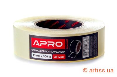 Купити Apro 300 м 45 мм 38 мкм скотч Фото стрічка клейка пакувальна 300 м 45 мм 38 мкм apro (ska-45300)