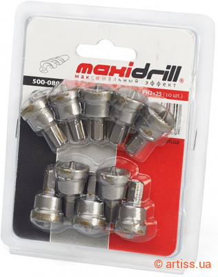 Фото біта з обмежувачем maxidrill 1/4" l25мм ph2 (10 шт. у блістері) (500-080)