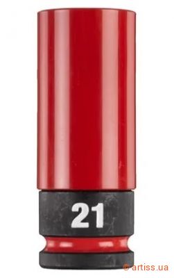 Фото ударна глибока торцева головка 6-гранна 21 мм 1/2" в захисному кожусі milwaukee (4932493373)