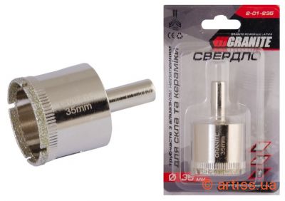 Фото свердло трубчасте з алмазним напиленням для скла та кераміки ø 35 мм granite (2-01-235)