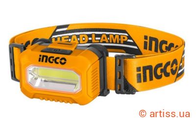 Фото ліхтар акумуляторний налобний на 100 lumen ingco hhl013aaa5