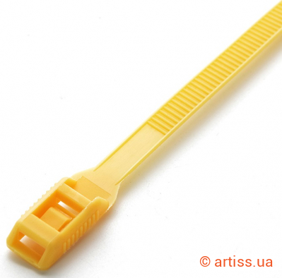 Фото стяжка нейлонова кабельна з низьким профілем замку 8x400 жовта apro (ctlc-1018)