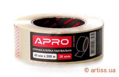 Купити Apro 200 м 45 мм 38 мкм скотч Фото стрічка клейка пакувальна 200 м 45 мм 38 мкм apro (ska-45200)