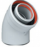 Коаксиальный угол 60/100 45º Rocterm раструб-труба алюминиевый для турбированных котлов и колонок
