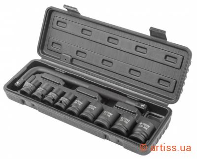 Фото набір ударних 6-ти гранних головок 1/2", 10 предметів forsage (f-4104-5mpb)