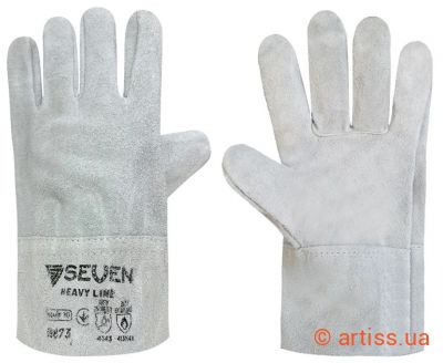 Фото рукавиця крага без підкладки сіра коротка р10 heavy line seven