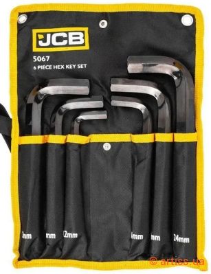 Фото haбіp г-подіб. ключів hex 6 од. (12-24 мм) в чохлі jcb tools (jcb-5067)