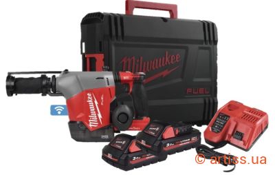 Фото перфоратор акумуляторний безщітковий з пилозбірником 16mm sds+ milwaukee m18 fhafoh16-302x (4933493533)