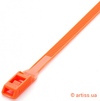 Фото стяжка нейлонова кабельна з низьким профілем замку 8x400 помаранчева apro (ctlc-2012)