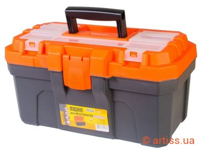 Фото скриня для інструментів з пластиковими замками 16" 410х230х205 мм mastertool 79-6026