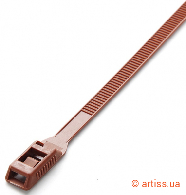 Фото стяжка нейлонова кабельна з низьким профілем замку 8x400 світло коричнева apro (ctlc-10516)