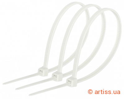 Фото стяжка нейлонова кабельна 3x250 біла (100 шт) ziplex (ст1 03251)