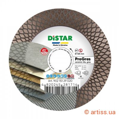 Фото круг алмазний відрізний 1a1r 125x1.9х20х22,23 pro gres distar (90215129020)