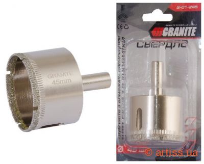 Фото свердло трубчасте з алмазним напиленням для скла та кераміки ø 45 мм granite (2-01-245)