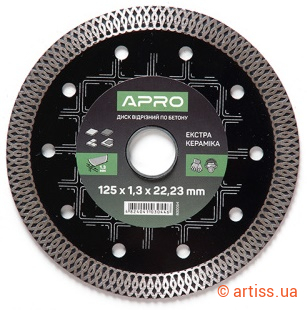 Фото диск відрізний до бетону 125х1,3х22,22мм (22-24%) кераміка екстра apro (830054)
