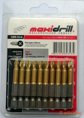 Купити Maxidrill Тітан 1/4" L50мм PZ3 (10 шт. у блістері) біта Фото біта 1/4" l50мм pz3 (кратно 10 шт.) maxidrill тітан (500-030)