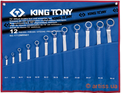 Купити King Tony 6-32 мм 12 од. кут 75° набір інструментів Фото набір накидних ключів king tony 6-32 мм 12 од. кут 75° (1712mrn01)