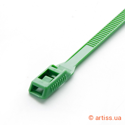 Фото стяжка нейлонова кабельна з низьким профілем замку 8x400 зелена apro (ctlc-47186)