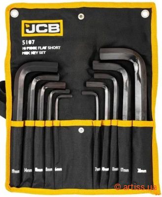 Фото haбіp г-подіб. ключів hex 10 од. (6-22 мм) в чохлі jcb tools (jcb-5107)