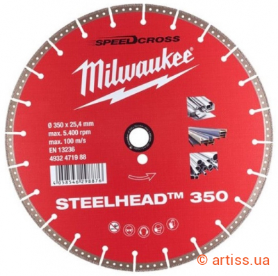 Фото диск алмазний по металу steelhead 350 milwaukee (4932471988)