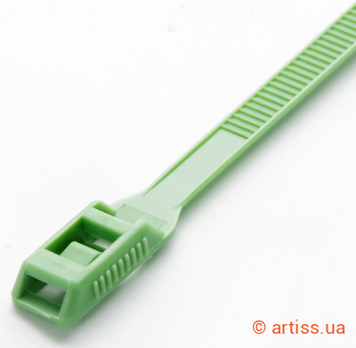 Фото стяжка нейлонова кабельна з низьким профілем замку 8x400 салатова apro (ctlc-47059)