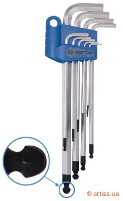 Фото набір довгих шестигранних ключів hex 1.5-10 мм 9 од. з кулькою king tony (201b09mr)