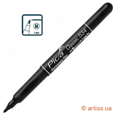 Фото маркер перманентний ультратонкий pica classic permanent pen fine чорний (534/46)