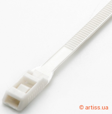 Фото стяжка нейлонова кабельна з низьким профілем замку 8x400 перлинна apro (ctlc-10001)