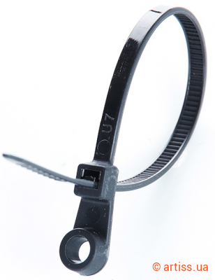 Фото стяжка нейлонова кабельна з кріпленням 5x200 чорна (100 шт) apro (ctrm-b5200)