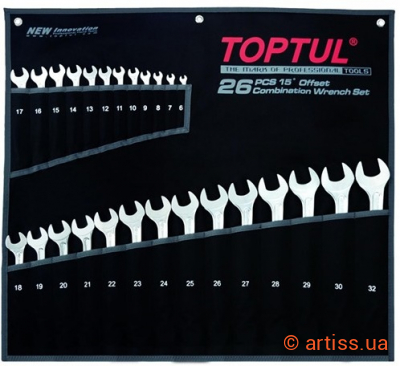 Фото набір ключів комбінованих toptul 6-32 мм 26 од. (gpax2601)