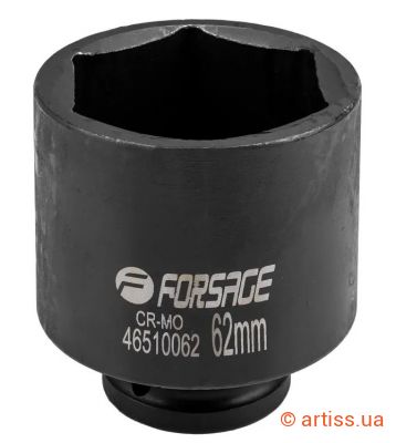 Фото ударна глибока торцева головка 6-гранна 62 мм 3/4" forsage (f-46510062)