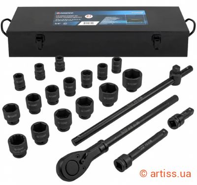 Фото набір ударних 6-ти гранних головок 3/4" 21 предметів forsage (f-6213-5mpb)