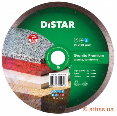 Купити Distar 1A1R 200x1.8х10х25.4 Granite Premium алмазний диск Фото круг алмазний відрізний 1a1r 200x1.8х10х25.4 granite premium distar (11320061015)
