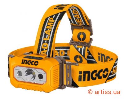 Фото ліхтар акумуляторний налобний на 200 lumen ingco hhl013aaa8