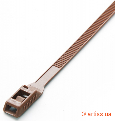 Фото стяжка нейлонова кабельна з низьким профілем замку 8x400 коричнева apro (ctlc-10526)