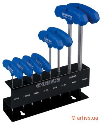 Фото haбіp т-подібних ключів hex 2-10 мм 8 од. king tony (21108mr)