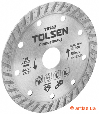 Фото диск алмазний турбо 125×10×22.2 мм tolsen (76743)