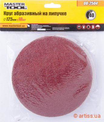 Фото шліфувальний круг на липучці ø 125мм p40 (10 шт) mastertool 08-2504
