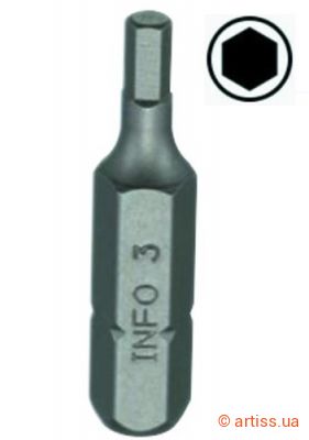 Купити INFO 1/4" L30мм HEX 6мм біта Фото біта 1/4" l30мм hex 6мм info (9243006 i)