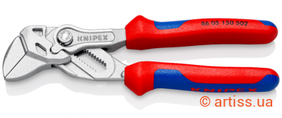 Купити Knipex 1" (0-27мм) L=150мм кліщі переставні Фото переставні кліщі з насічками на губках 1" (0-27мм) l=150мм knipex (86 05 150 s02)