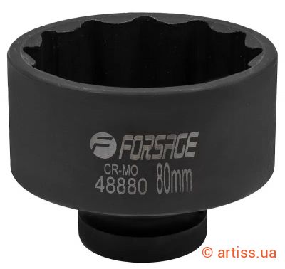 Фото ударна глибока торцева головка 12-гранна 80 мм 1 дюйм forsage (f-48880)