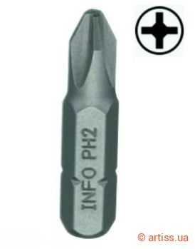 Купити INFO 1/4" L30мм PH3 біта Фото біта 1/4" l30мм ph3 info (921303 i)