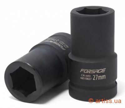 Фото головка ударна шестигранна глибока 27 мм 1" forsage (f-48510027)