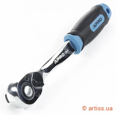 Фото tpіcкaчкa 3/8" 90 зубців з вигнутою ручкою apro 257014