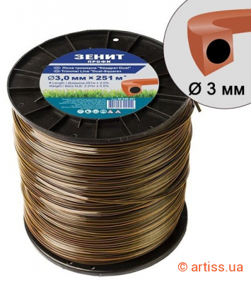 Фото ліска для тримерів зенит профи (квадрат) 3.0мм*251м (40630251)