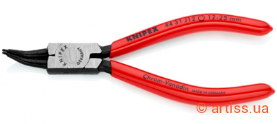 Купити Knipex 12 – 25 Ø мм, Ø нак. 1,3 мм, під кутом 45° щипці для стопорних кілець Фото щипці для внутрішніх стопорних кілець в отворах під кутом 45° knipex l=140 мм (44 31 j12)